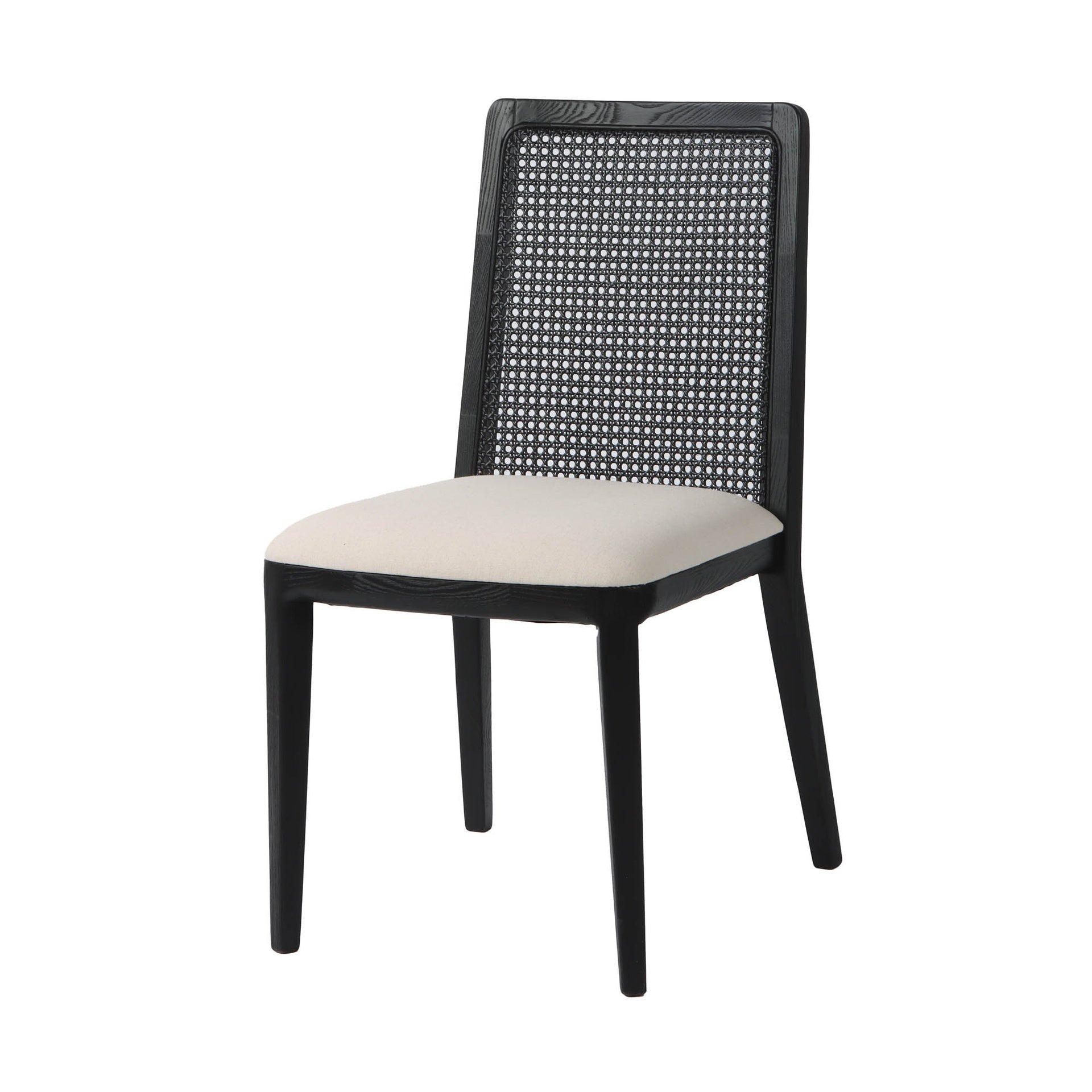 Silla de Comedor Cane Negro - Lino Oyster/Patas Negras (Medidas 47.0 L x 58.4 W x 86.1 H)