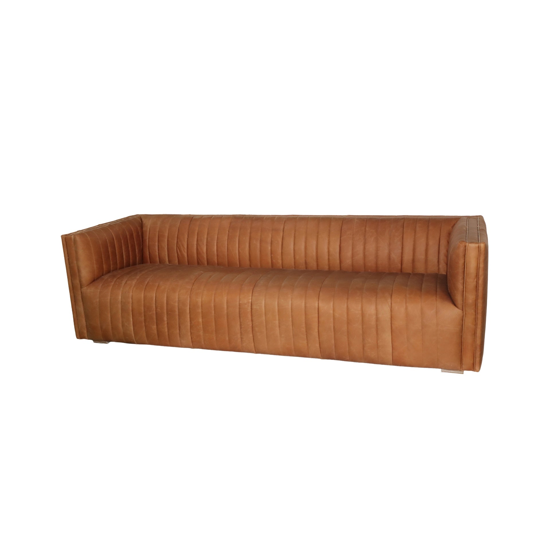 Sofá Channel - Cuero Marrón Camello (Medidas 246.4 L x 89.9 W x 73.7 H)