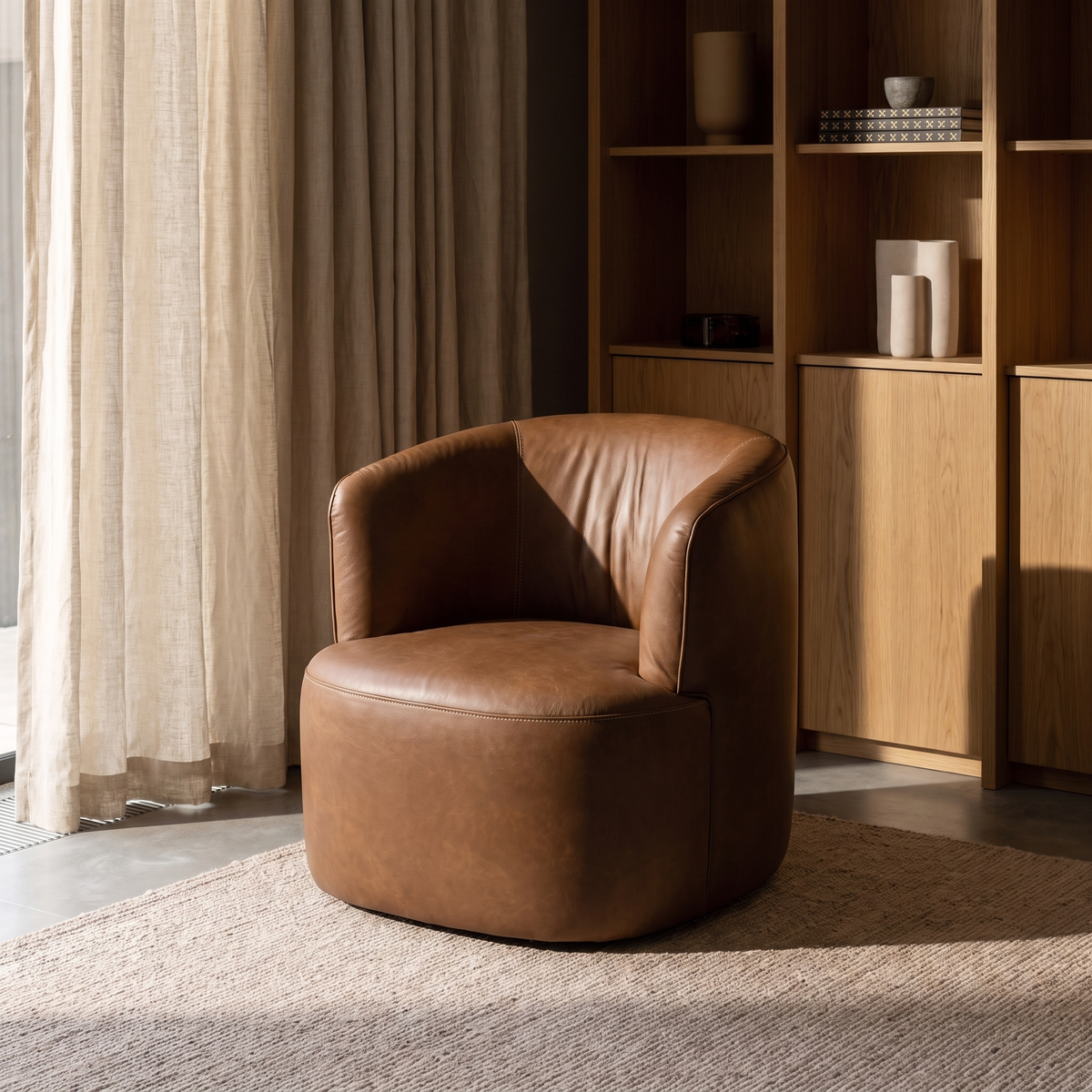 Fireside Swivel Club Chair - Antique Sienna