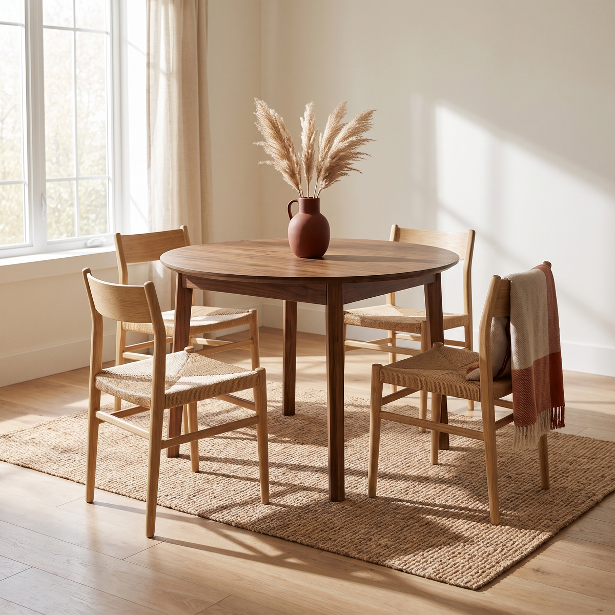 Gia Round Dining Table - Warm Pecan