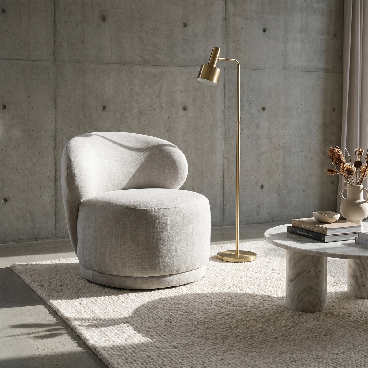 Rollo Club Chair - Twill Ivory