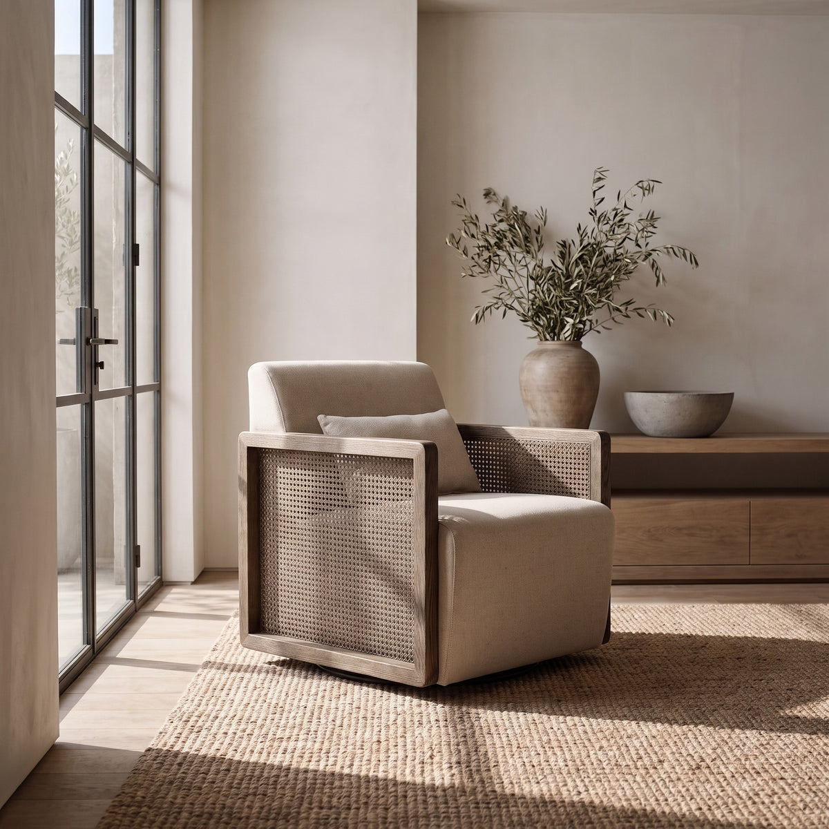 Aria Swievel Club Chair - Oatmeal