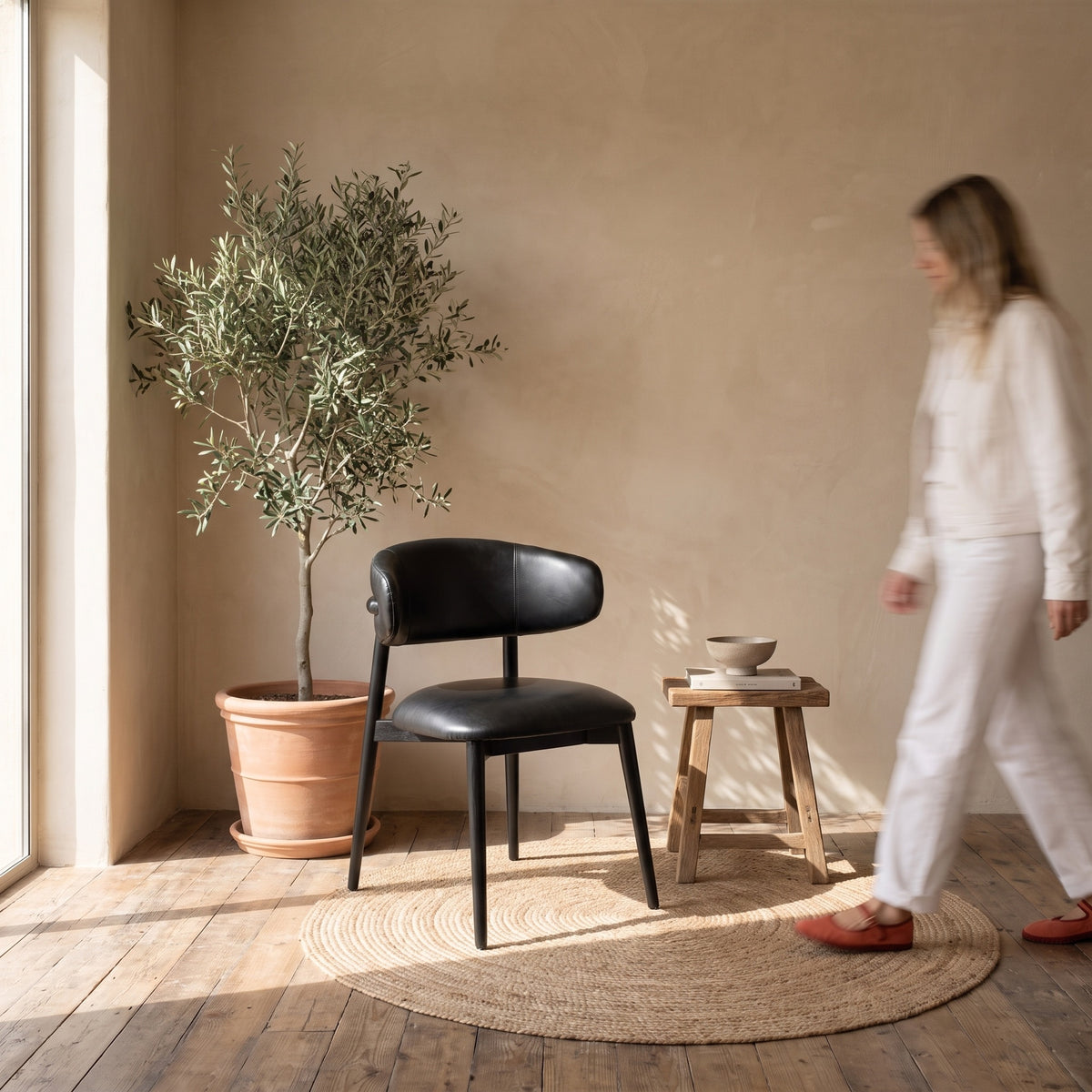 Milo Dining Chair - Black with Black Frame