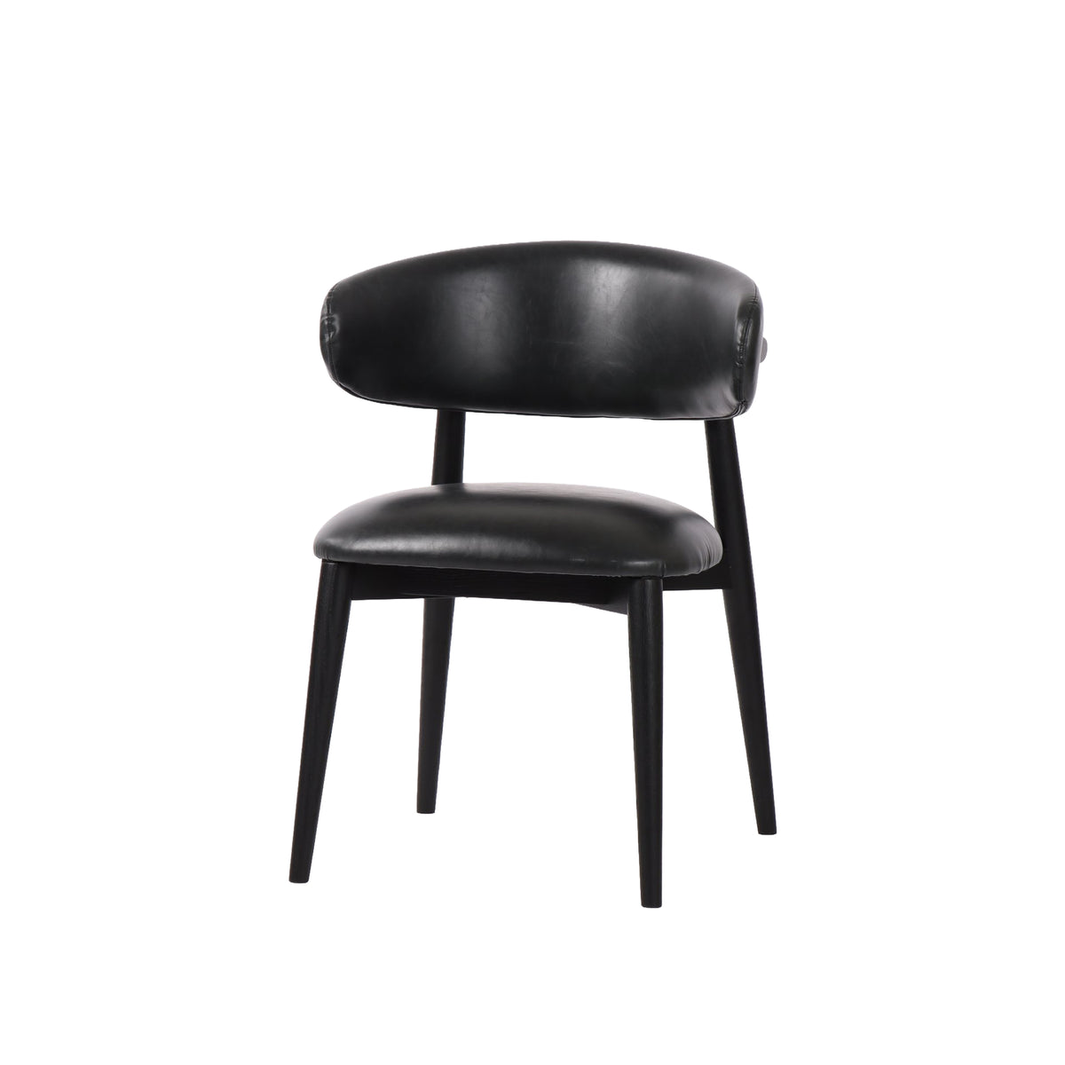 Milo Dining Chair - Black with Black Frame
