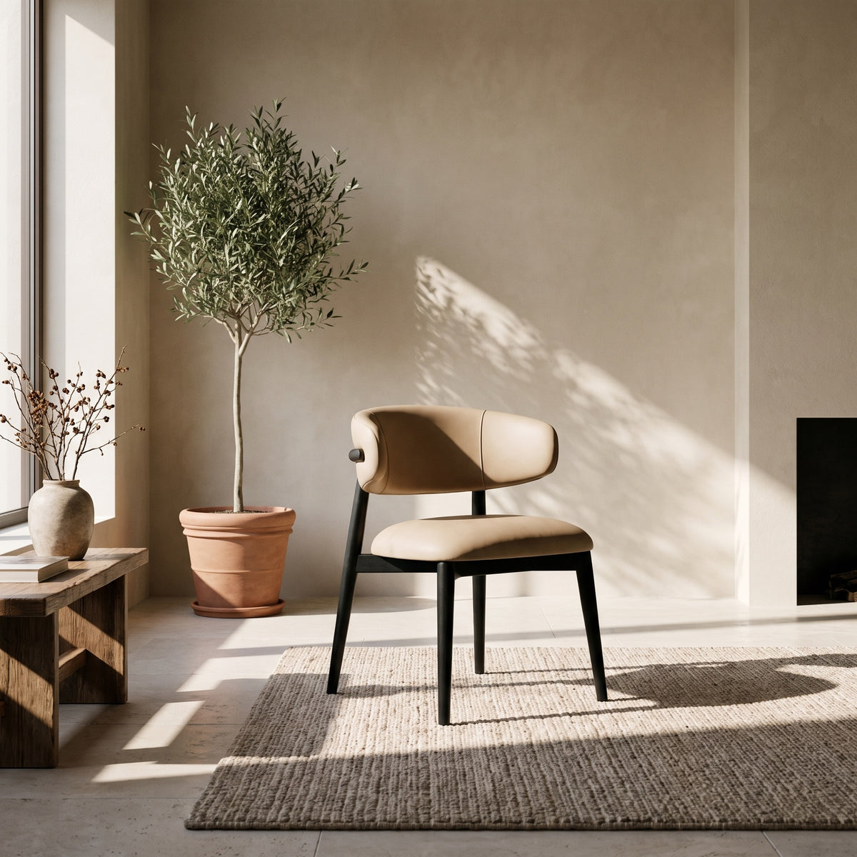 Milo Dining Chair - Nude with Black Frame