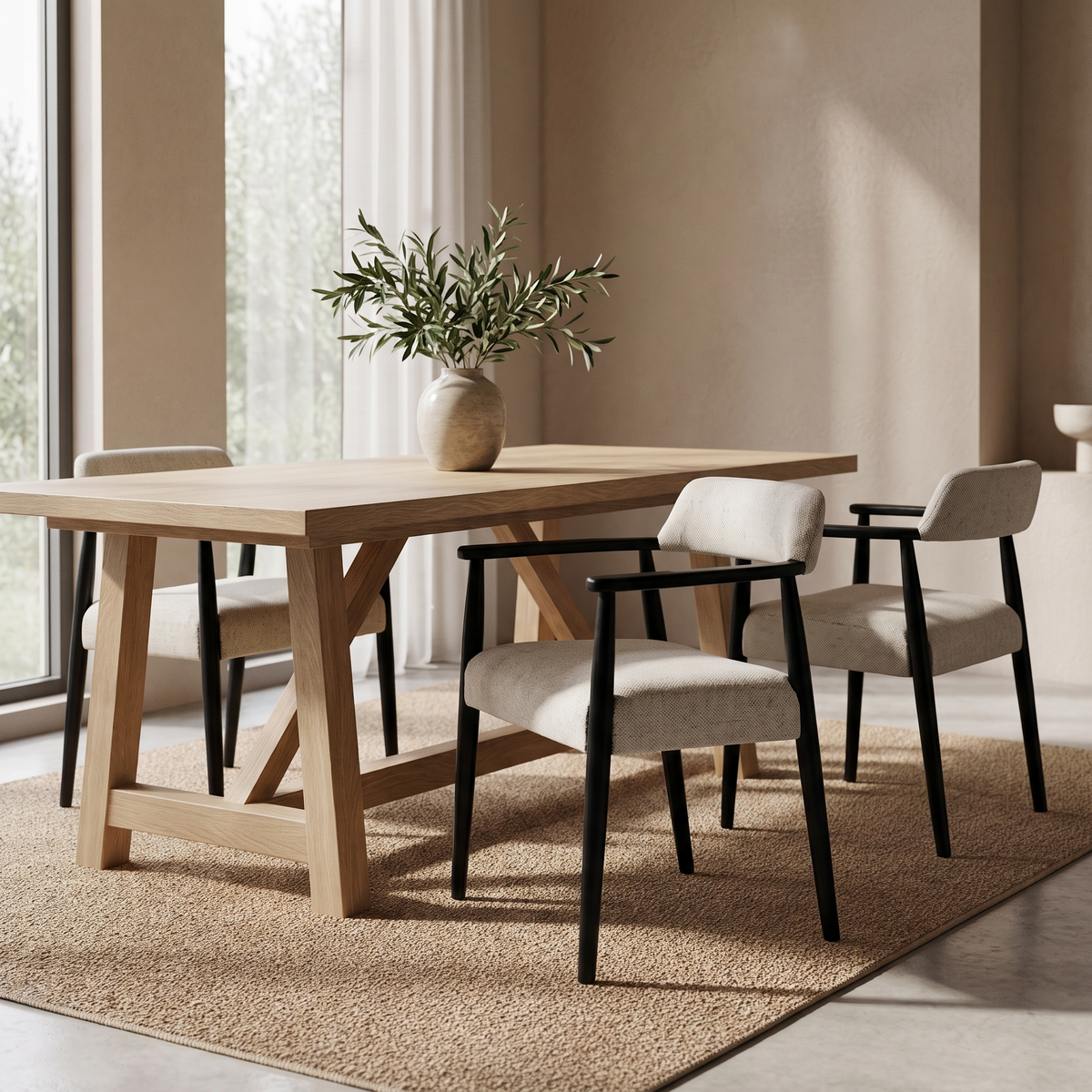 Latimer Dining Chair - Light Linen/Black Frame