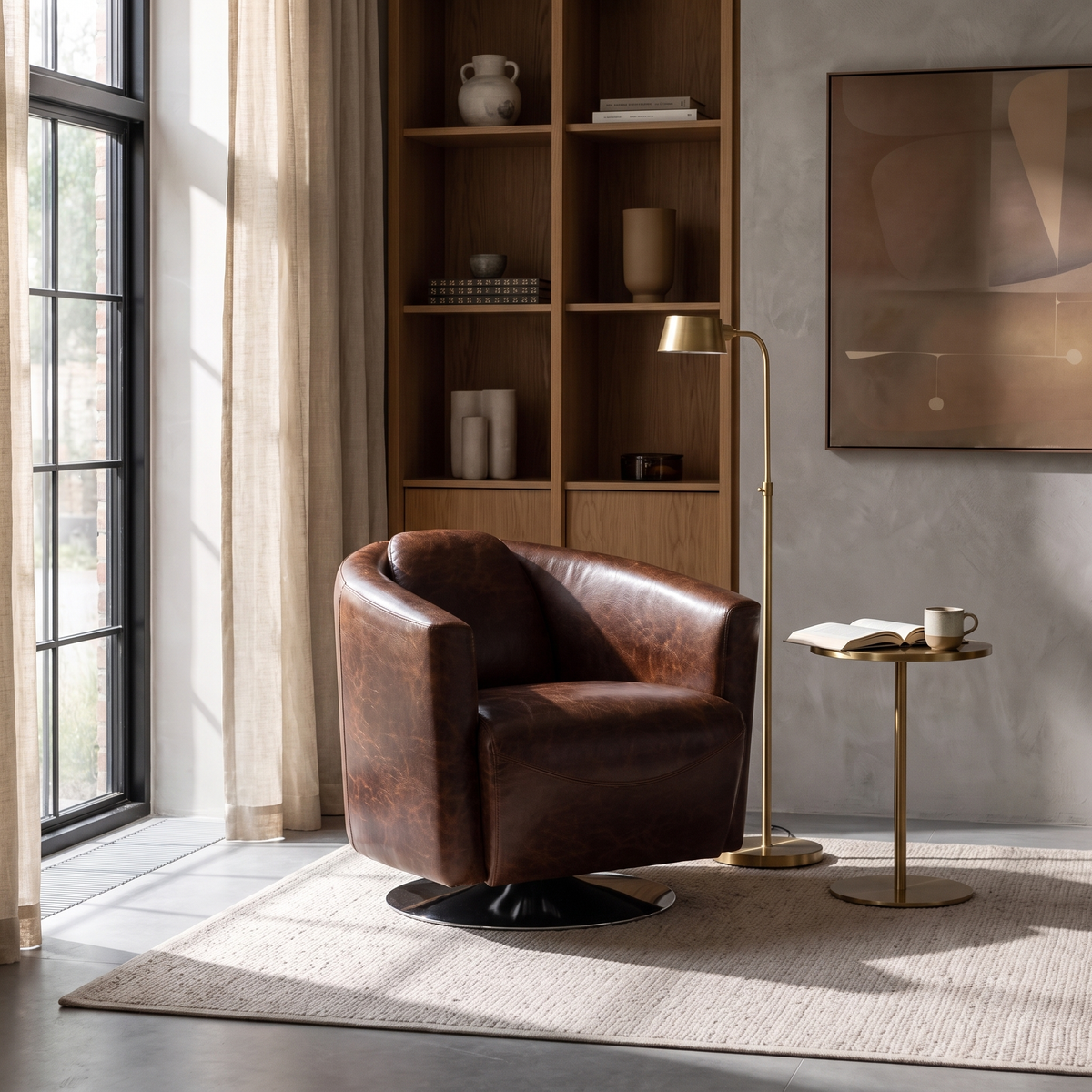 Lannister Swivel Club Chair - Brown